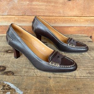 Talbots Penny Loafer Style Brown Leather Pumps 7